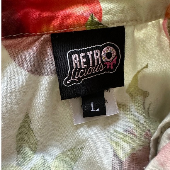 Retrolicious Apple Print Skirt - Green & Red Vintage Style Cotton Size L - Picture 4 of 6